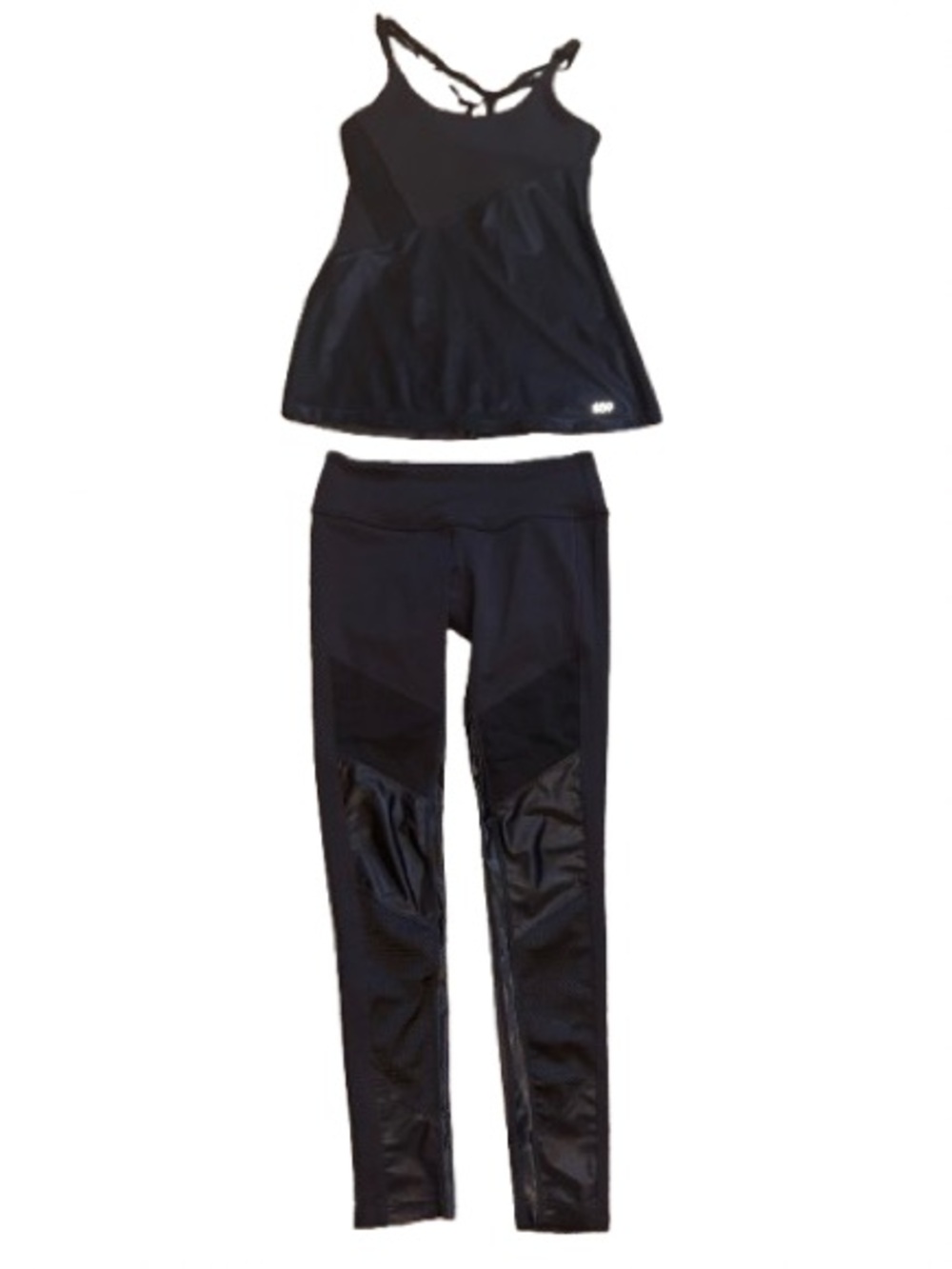 Split59 Activewear Set Pants Tank with Shelf Bra Small Black
